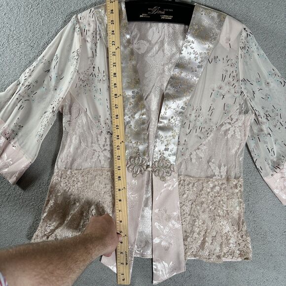 Vintage‎ Studio VK Blouse Kimono Women’s Size M Sheer Floral Lace Coquette Style - Picture 7 of 14